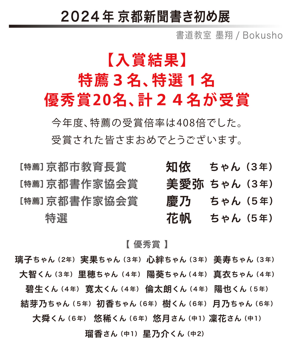 京都新聞書き初め展,お習字,木津川市